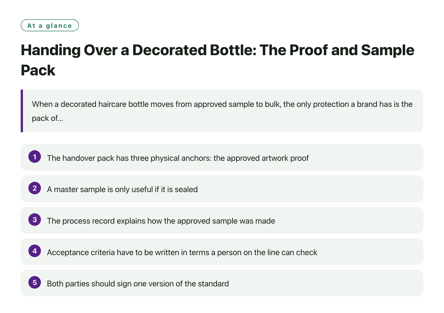 Handing Over a Decorated Bottle: The Proof and Sample Pack——全文要点速览